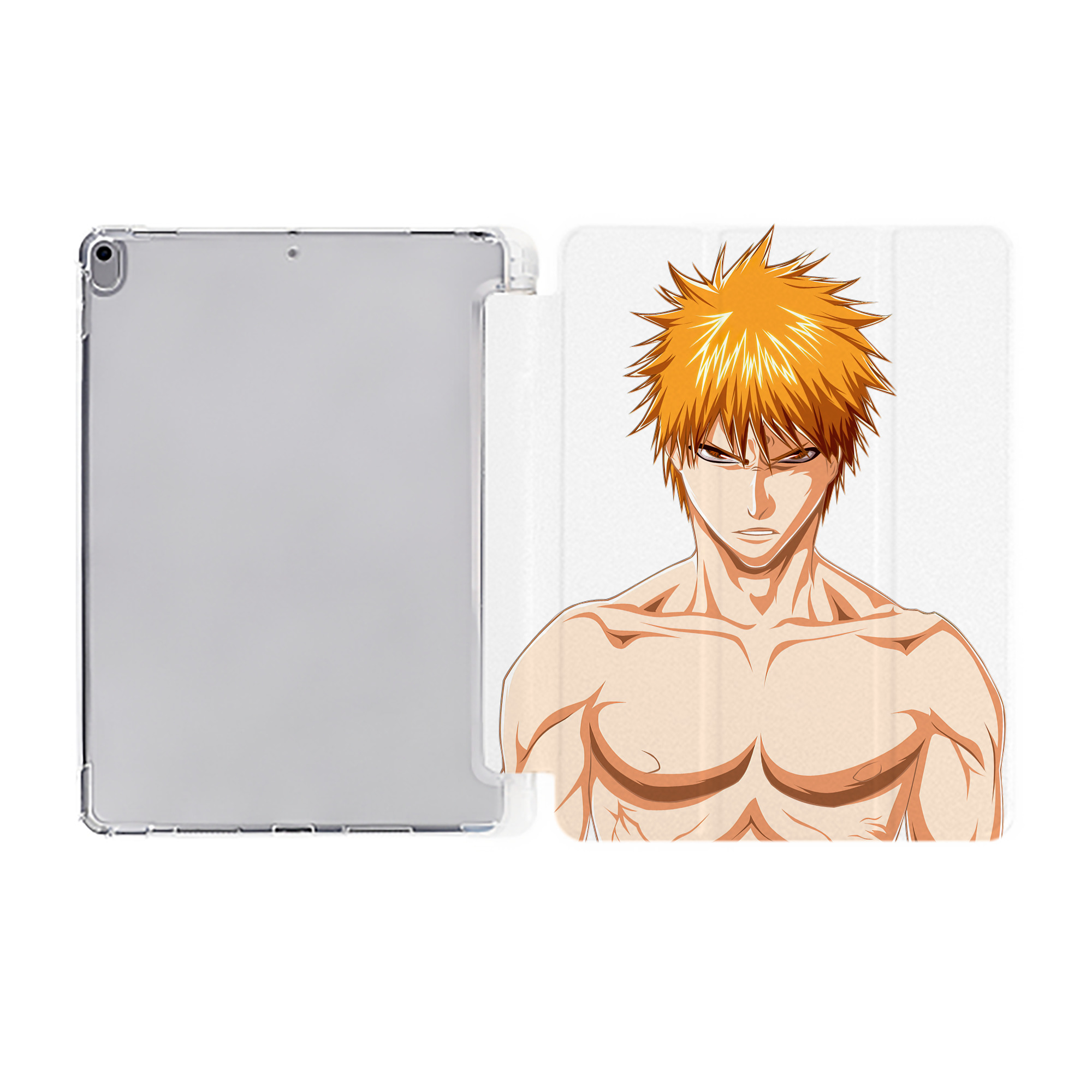 （画像用） ブリーチ 黒崎一護（くろさき いちご）BLEACH Kurosaki Ichigo IPad ケース ペン収納付き 三つ折りスタンド PUレザー×シリコン 対応機種9.5/10.5/10.9インチ